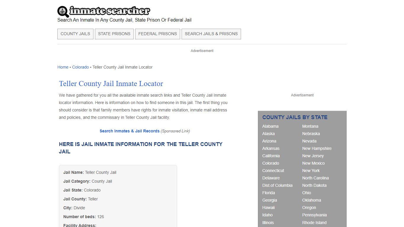 Teller County Jail Inmate Locator - Inmate Searcher